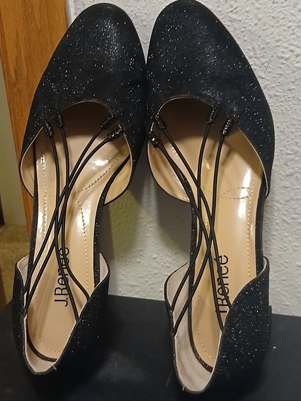 J. Reneé Black Glitter Strappy D'Orsay Pumps - Size 10M
